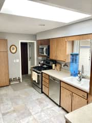 Big beautiful kitchen with skylight