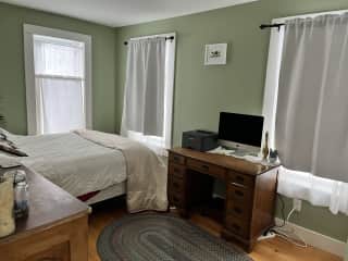 Guest room with plenty of space for your things in the dresser and closet