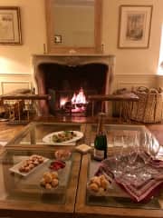 The fire place in the main house