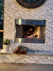 Lower deck fireplace