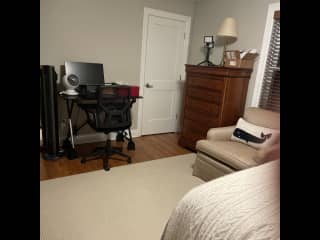 Bedroom with work/office set up