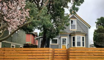 Our 1908 home is on a quiet street, with plenty of yard space that includes gorgeous arbutus and ecylutus trees.