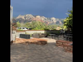 Sedona.  The Mariposa restaurant patio.