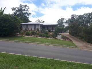 My house and garden.
5 bedrooms, 2 bathrooms, 3 garages, formal living room with open plan dining room, rumpus and kitchen. Split level on a quarter acre on the outskirts of Brisbane.