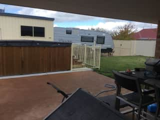 Backyard area.  We do have a swim spa which will probably be drained before we go but that can be discussed.