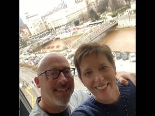 Matt and I love to travel. This is us in Sarajevo.