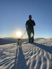 Jack and Finn exploring White Sands National Park