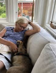 Me having a small talk in the  sofa with Olle that comes to me on a regular basis.