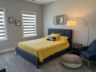 This is the guest bedroom with a queen size bed.