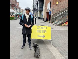 THS sit in London with Pixel the Patterdale terrier