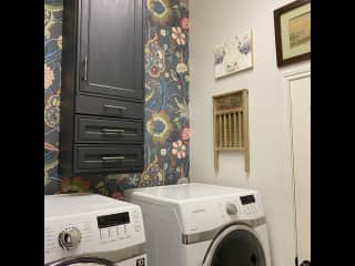 Washer and dryer on pedestals