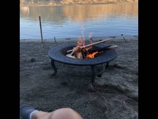 Fire pit at the beach.