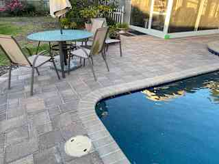 Backyard with newly refinished pool