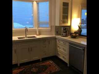 kitchen with lake view