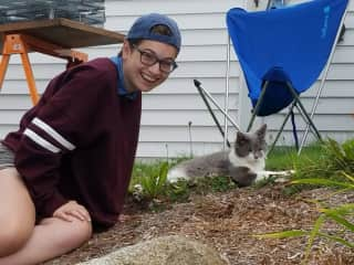 My nana’s cat, Smokey, and I