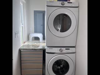 new washer and dryer (and laundry detergent). Clothes can also be hung dry inside if so desired.