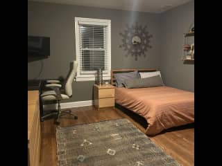 This is the bedroom you will stay in.