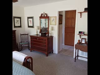 master bed showing door to master bath.