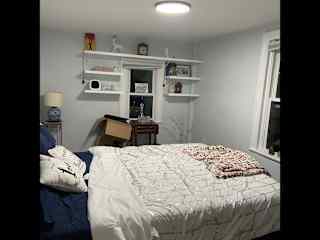 Guest bedroom (where sitter will stay). Boxes won’t be there (we’ve just unpacked after a renovation). Queen size bed.