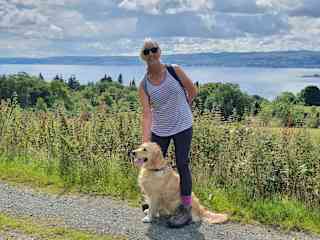 Breagha and Carolyn out for a walk in a nearby walk called Highlandman’s Way. This walk is accessible by walking directly from our home.
