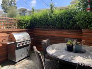 Propane grill on our sunny private patio.