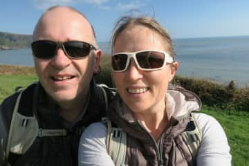 Clark and Jackie hiking in Devon