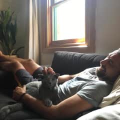 With Timber (my younger brother's cat) in Australia