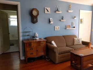 Enjoy our knickknack-laden living room!