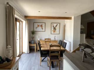 Lovely dining area looking out over the countryside