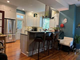 Breakfast bar overlooking the kitchen.