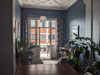 Looking from the dining room to the little nook where my desk and recliner sit.  Further is the balcony where you can sit and people watch, or catch some afternoon sun or a gorgeous sunset.