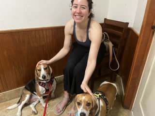 Consoling Ricky and Sally at the vet. They were not fans but we made the best of it! This was our longest sit at 2 months.