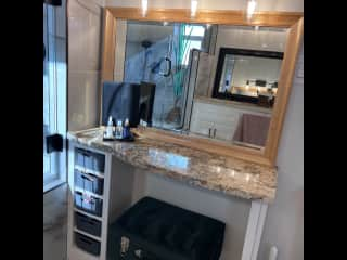 vanity for make up with special lighting and mirrors.