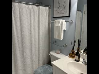 Guest bathroom with Shower/tub combo