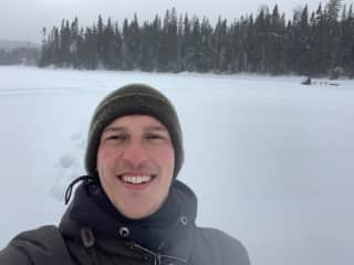 First time walking on a frozen lake in Quebec, Canada