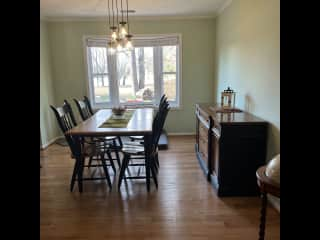 Dining Room. Picture window overlooks lake.