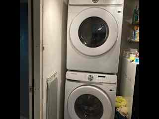 New washer and dryer. We often hang our laundry to dry  in the summer in the fresh Vermont air on our two clothes lines outside.