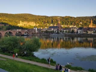 Heidelberg, view on the old town from the other side of Neckar River.