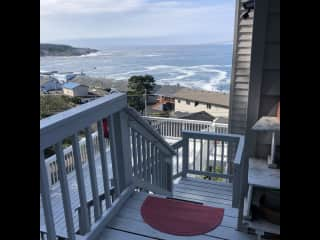 View from upper level deck - the town and sea wall are a block below