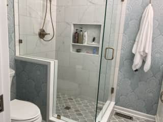 shower in first floor bathroom