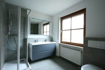 Modern full bath, with separate shower and bath tub.