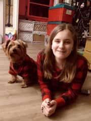 Nola & Louie with matching PJs