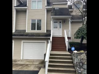 Front door and garage.