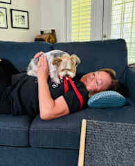 This 7 pound ball of love helped me do my exercises on my recent beach sit.