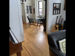 View from living room into dining room