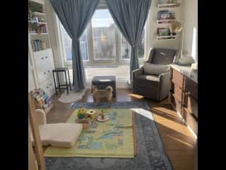 Daughter’s room with a queen sized Murphy bed that comes down from the wall