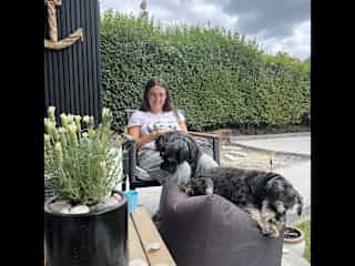 Molly with her doggies, Bella and Peggy (who are totally spoilt if you can’t tell!)
