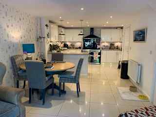 Cooking area and dining area.