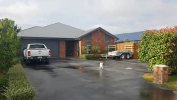 Our large driveway. We have since put up a large fence and security coded gate.