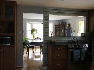 From the kitchen looking into the dining room. That plant in the window--a poinsettia--is now twice that height!